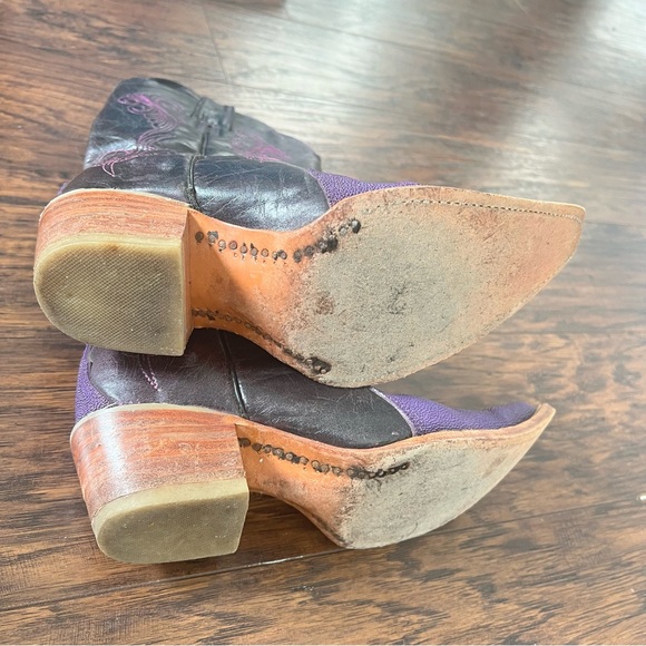 Purple stingray leather western embroidered cowboy boots women’s size 5.5 - Picture 9 of 10